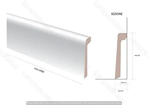 BATTISCOPA COPRIMARMO 24x92x2400 BIANCO VERNICIABILE – 5 BARRE – 12 ML - immagine 2