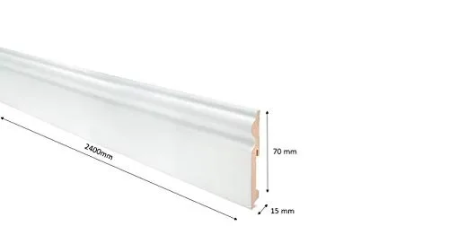 BATTISCOPA MDF DUCALE 70X15X2400 BIANCO – 5 BARRE – 12 ML - immagine 2