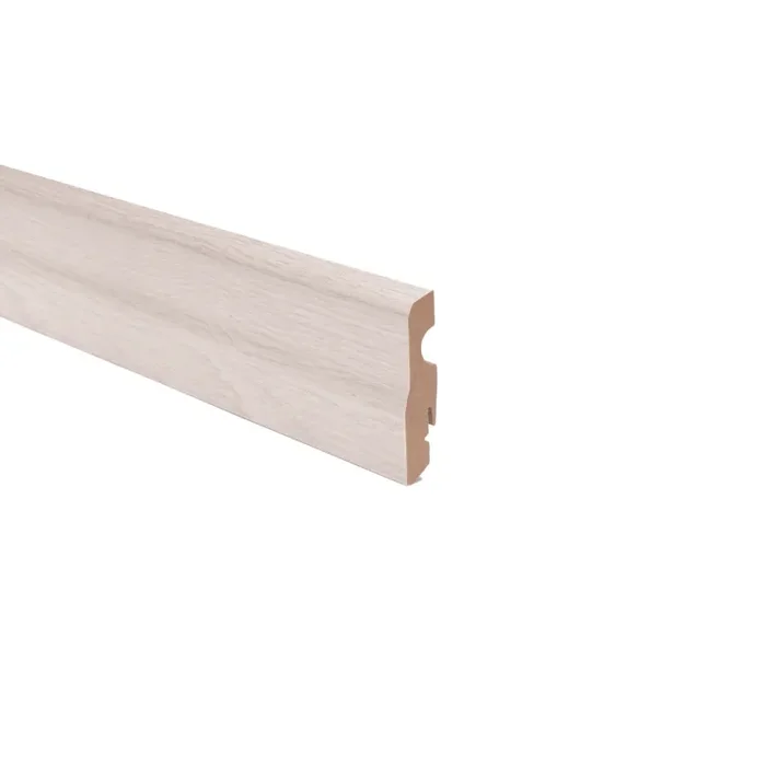 BATTISCOPA SAGOMATO MDF ROVERE BIANCO TREND – 5 BARRE – 12 ML