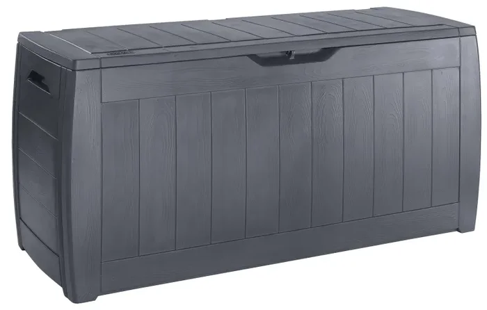 Baule Cassapanca da Esterno 117,5×57,3×45 cm in Resina Effetto Legno Keter Hollywood Antracite