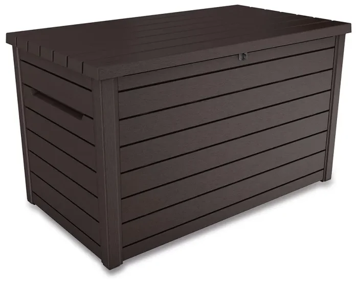 Baule Cassapanca da Esterno 147x86x83 cm in Resina Effetto Legno Keter Ontario Marrone Vendita calda