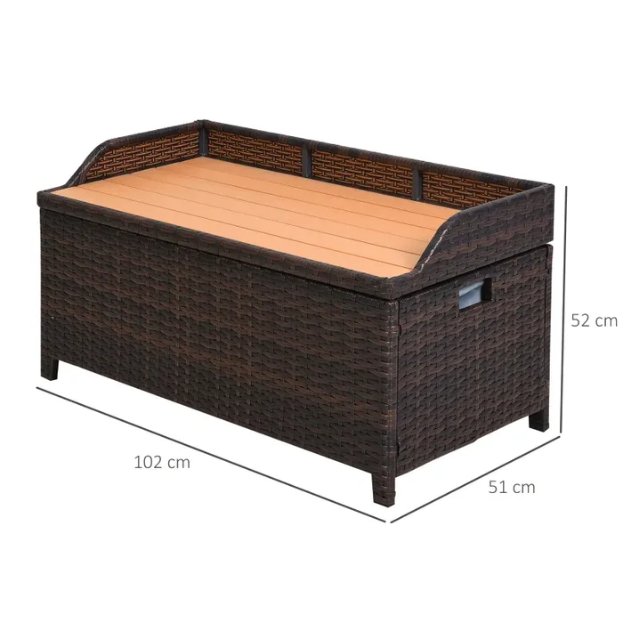 Baule Cassapanca da Esterno in Rattan Sintetico 102x51x51 cm Marrone Vendita calda online - immagine 3
