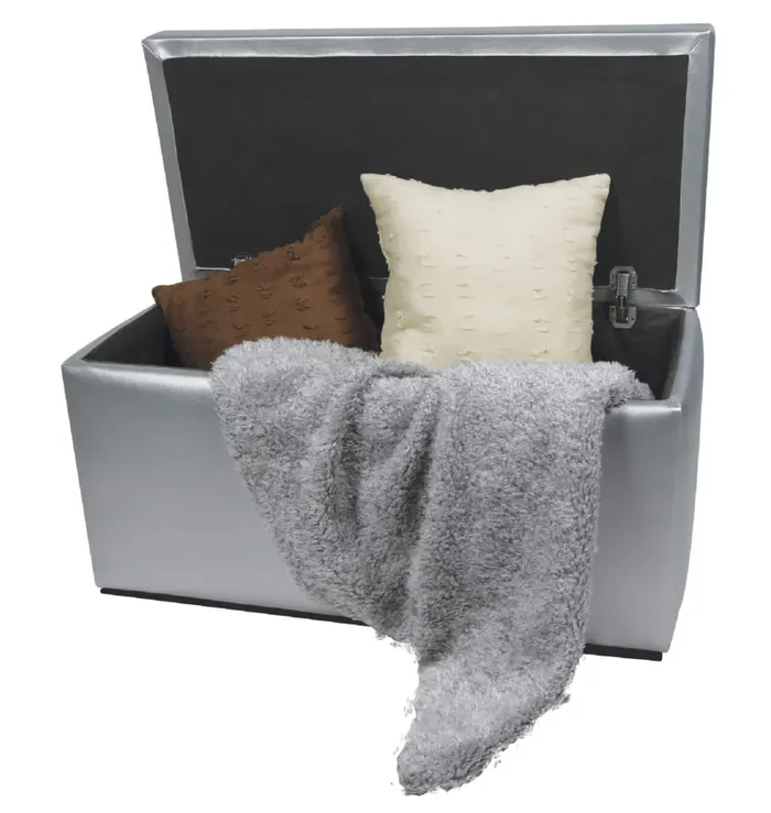 Baule Cassapanca Pouf Contenitore in Similpelle Silvia Argento - immagine 2