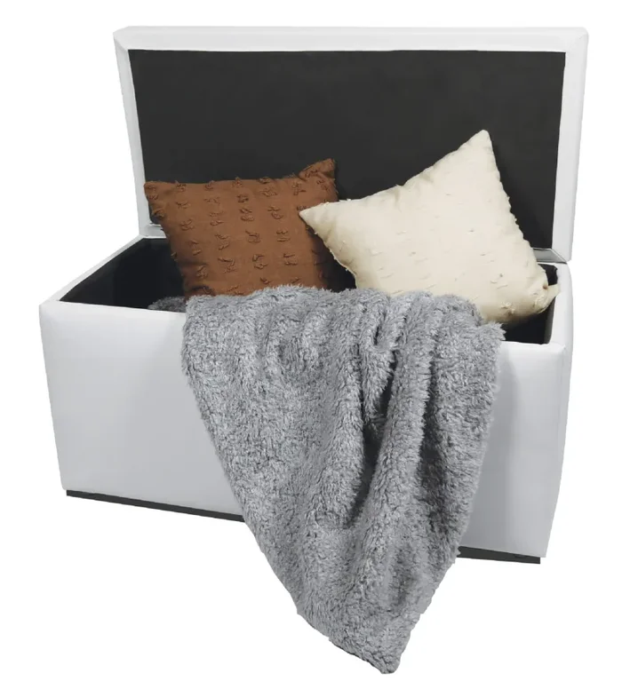 Baule Cassapanca Pouf Contenitore in Similpelle Silvia Bianco - immagine 2