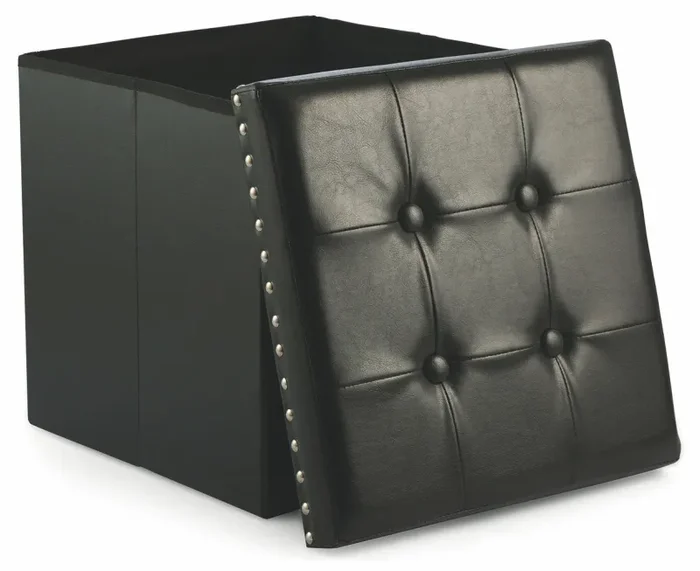 Baule Cassapanca Pouf Contenitore in Similpelle Soriani Nero con Borchie In saldo - immagine 2