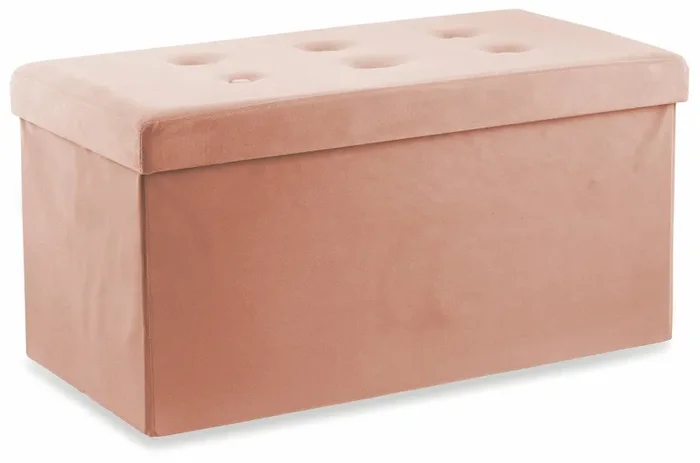 Baule Cassapanca Pouf Contenitore in Velluto Soriani Rosa Cipria