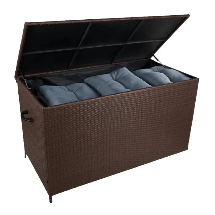 Baule da Esterno 138x70x80 cm in Rattan con Borsa Impermeabile Marrone In saldo - immagine 2