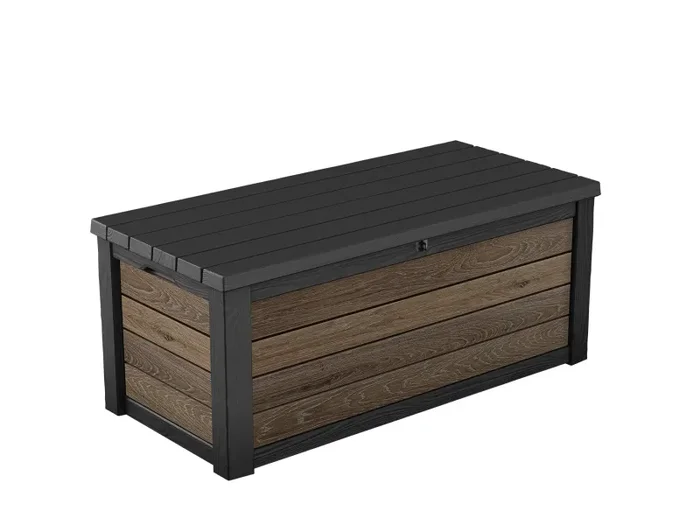 Baule da Esterno Keter Deco Box 150G 151,7×72,5×70 cm in DecoCoat Effetto Legno Noce