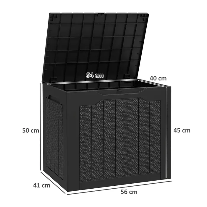 Baule Porta Attrezzi da Esterno 56x41x50 cm Impermeabile Nero - immagine 3