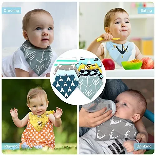 Bavaglino Neonato Bambino, Lenbest 8-pack Unisex Bavaglini Bandana 100%… - immagine 2