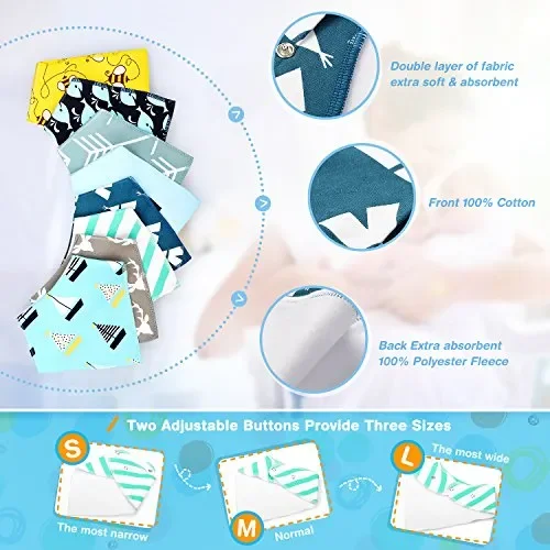 Bavaglino Neonato Bambino, Lenbest 8-pack Unisex Bavaglini Bandana 100%… - immagine 3