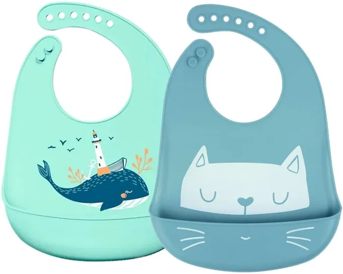 Bavaglino Silicone Impermeabile con Tasca Lavabile Bavaglino Raccoglipappa de 6 Meses a 6 Años Bavaglini Pappa Bambini (Blu) Vendita online