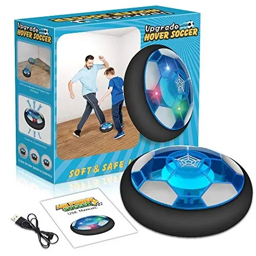 Baztoy Pallone Calcio Fluttuante, Giocattoli Bambini Palla Ricaricabile da Casa con Luci LED Hover Soccer Ball Interno Compleanno Natale Regali per Ragazzi Ragazze Giochi Bimbi 3 4 5 6 7 8 9 10 Anni - immagine 2