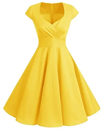 bbonlinedress Donna 50s 60s Linea Rockabilly abito manicotto della S, Yellow