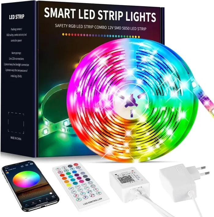 Beaeet Striscia LED 10 Metri,Strisce LED Colorati Dimmerabile con Controller Bluetooth Musica Sincronizza la Adatto per Interni, Camera da Letto, Decorazioni per Feste e per la Casa (10m)