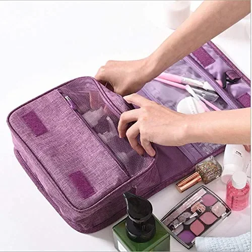 Beauty Case da Viaggio,Appeso Trousse Toilette,Multi-compartimenti Purple Moda - immagine 3