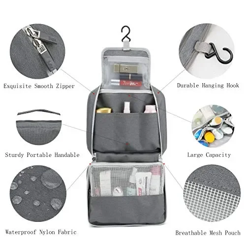Beauty Case da Viaggio, Boic Borsa per Toilette Uomo e Donna, Trousse Nero - immagine 2