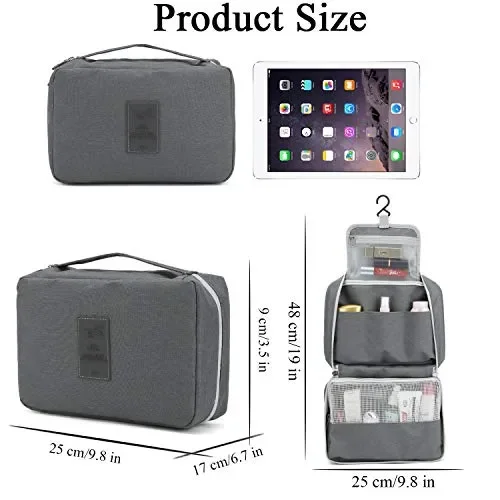 Beauty Case da Viaggio, Boic Borsa per Toilette Uomo e Donna, Trousse Nero - immagine 3