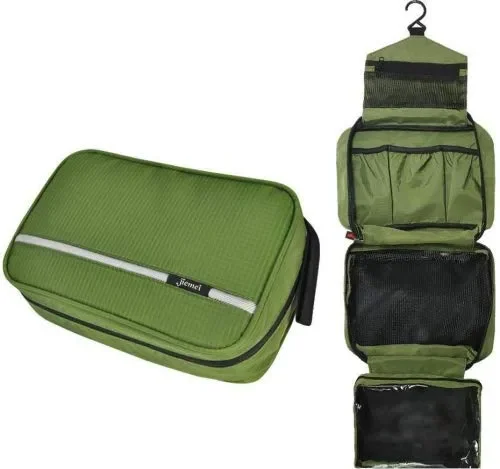 Beauty Case da Viaggio, Borsa per Toilette – Uomini e Donne, Con Gancio Verde