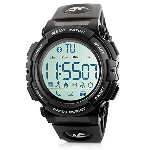 Beeasy Orologio Uomo Digitale Fitness 50M Impermeabili Nero