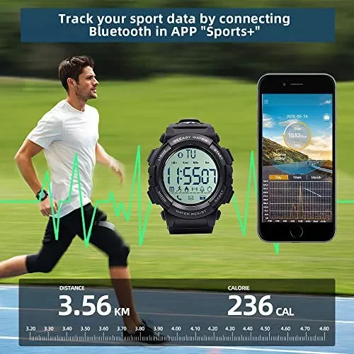 Beeasy Orologio Uomo Digitale Fitness 50M Impermeabili Nero - immagine 3