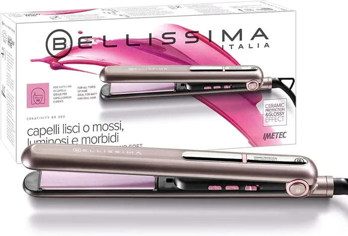 Bellissima Imetec Creativity B9 300 Piastra per Capelli, Styling Liscio o Mosso, Rivestimento in Ceramica, Regolazione Temperatura da 150°C a 230°C, Sistema Riscaldamento Rapido
