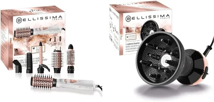 Bellissima My Pro Imetec GH18 1100 Modellatore ad Aria, Rivestimento spazzole in Ceramica, 5 Accessori per Realizzare Capelli Lisci e Luminosi, a Onde morbide o Ricci Stretti, 1000 W