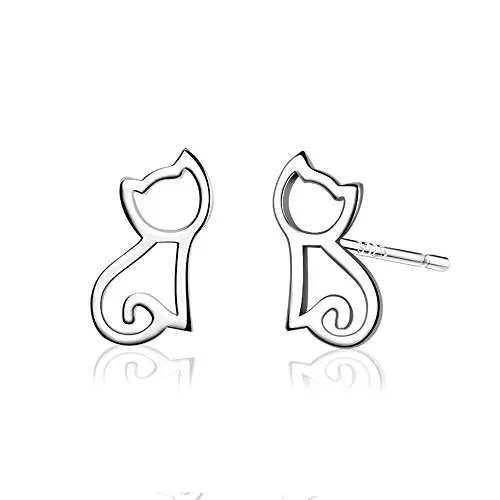 Belons, orecchini a forma di gatto, in argento Sterling 925, per bambina