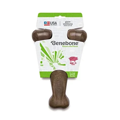 Benebone Real Bacon Durable Wishbone cane masticare giocattolo per Giant