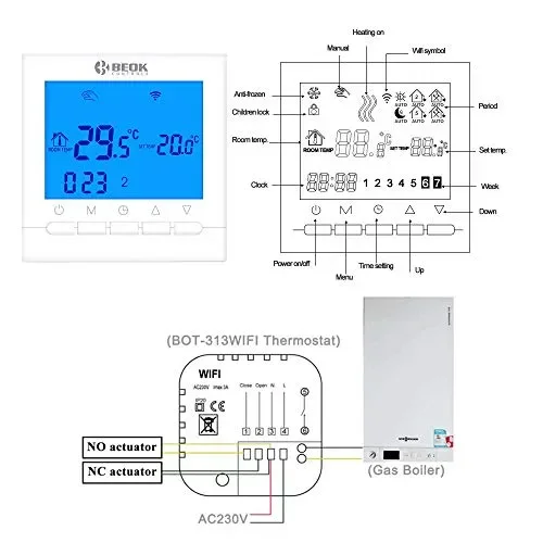 Beok BOT-313 Wifi Per Programmabile Caldaia A Gas Cablata Termostato, Con… - immagine 2