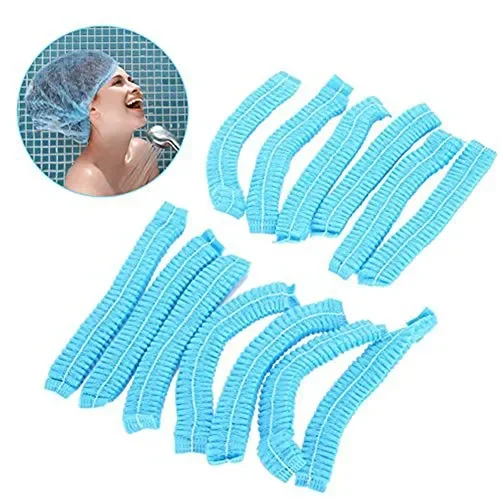 Berretto da bagno blu a rete a sfilacciatura monouso per fare la doccia,…