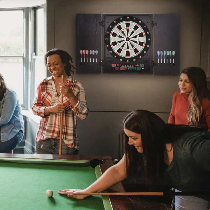 Bersaglio Freccette Elettronico 51×6,5×57 cm con 12 Freccette e 6 Display Nero - immagine 2