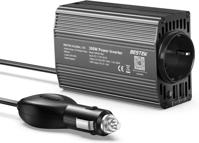 BESTEK 200W Inverter da Auto 12V a 230V con 4 Porte Smart USB 2 Prese AC, Convertitore Potenza per Auto/Camper/Barca a Onda Sinusoidale Modificata - immagine 3