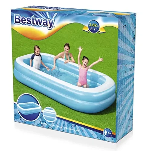 Bestway 54006 Piscina Gonfiabile Rettangolare 262 x 175 x 51 cm, Blu/Bianco - immagine 3