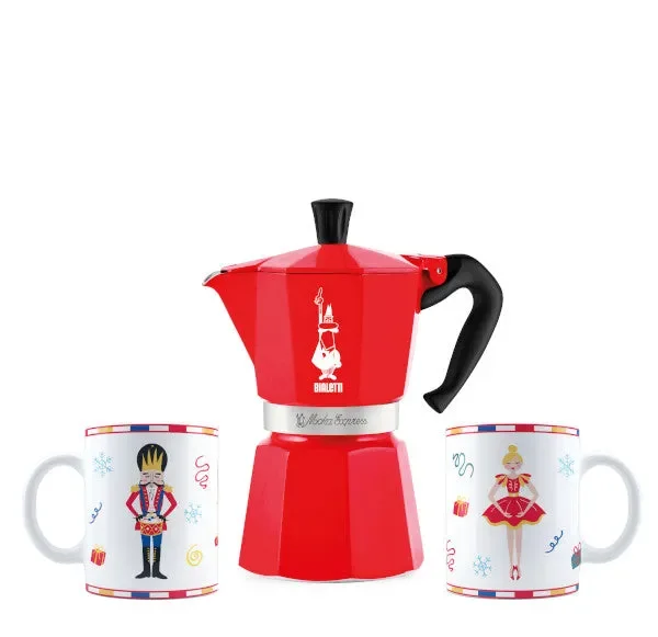 Bialetti Moka Express 6 Tazze Rossa con 2 Mug