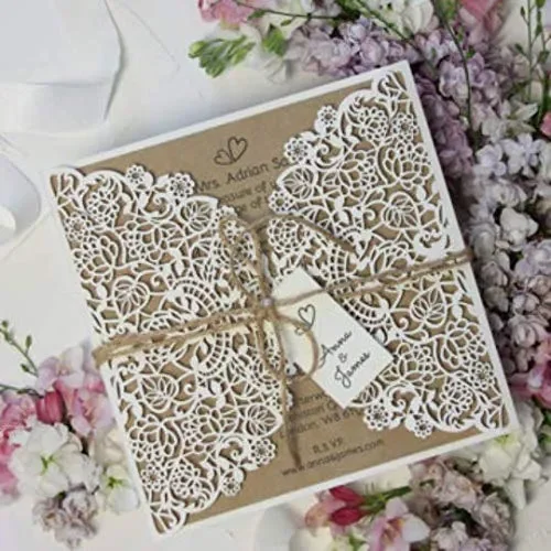 Bianco partecipazioni matrimonio taglio laser fai da te inviti matrimonio…