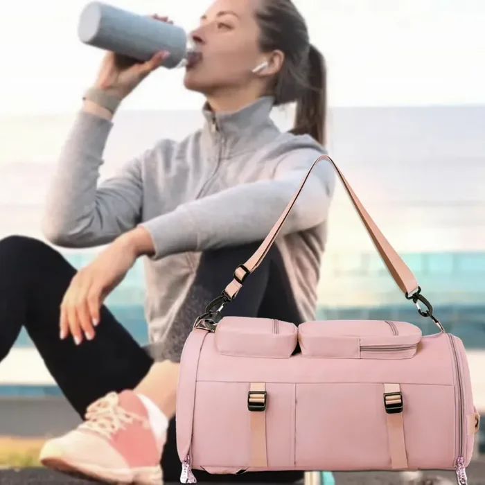 Bibykivn Borsone Palestra Donna Uomo 45L, Borsa da Palestra Divisorio Bagnato e Asciutto, Borsa da Viaggio con Scomparto per Scarpe e Tasca Bagnata per Palestra Sport Viaggi Nuoto Vacanze (Rosa) - immagine 2