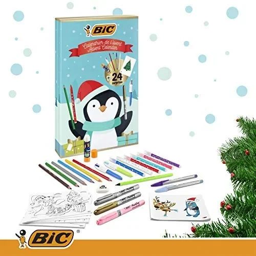 Bic Calendario Dell’Avvento 2022, Penne Colorate A Sfera, Multicolore, 65 Unità, Confezione Da 1 - immagine 3