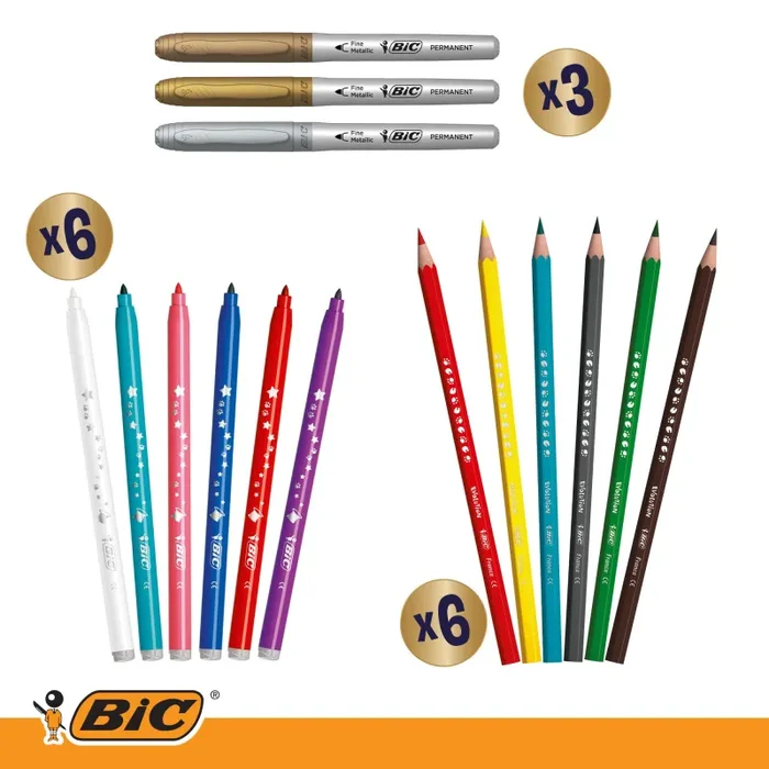 BIC Calendario dell’Avvento, Penne a Sfera, Matite Colorate, Pennarelli, Evidenziatori, Colori Assortiti, Set Cancelleria 24 Articoli, Idea Regalo di Natale, Bambini e Adulti - immagine 3