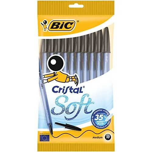 Bic Cristal Soft Punta Media 1,2 mm Confezione 10 Penne Colore Nero