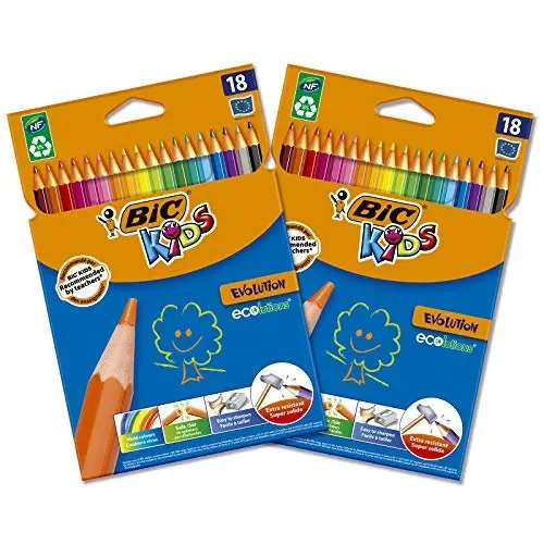 BIC Kids Evolution ECOlutions Matite per Colorare – Colori Assortiti, 2…