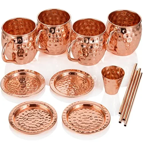Bicchieri di rame Moscow Mule Include 4 bicchieri, 4 sottobicchieri, 4… - immagine 2