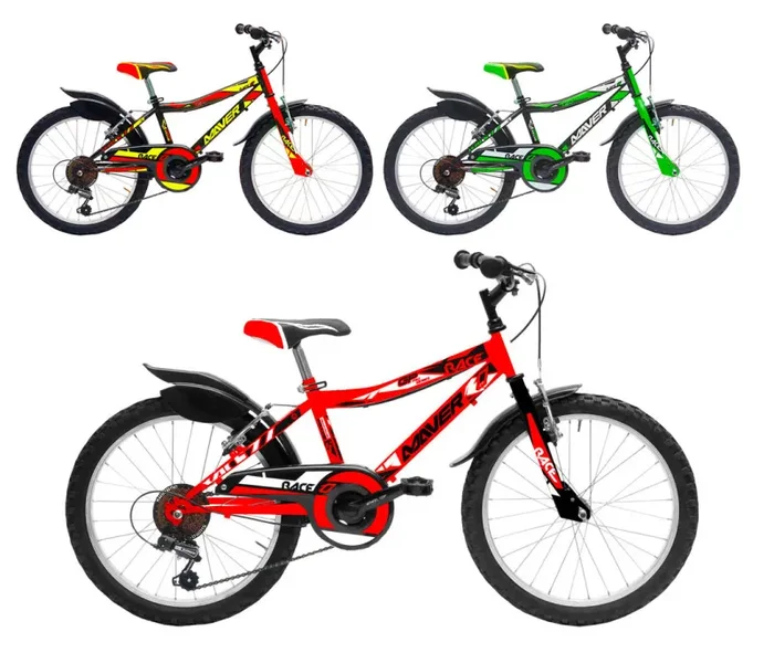 Bicicletta MTB Ragazzo 20” 18 Velocità Race Rosso o Nero/Verde o Nero/Giallo Online