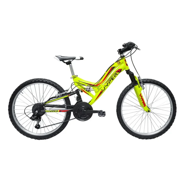 Bicicletta MTB Ragazzo 24” 6 Velocità Vyper Biammortizzata Giallo o Nero o Verde - immagine 2