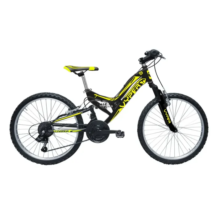 Bicicletta MTB Ragazzo 24” 6 Velocità Vyper Biammortizzata Giallo o Nero o Verde - immagine 3
