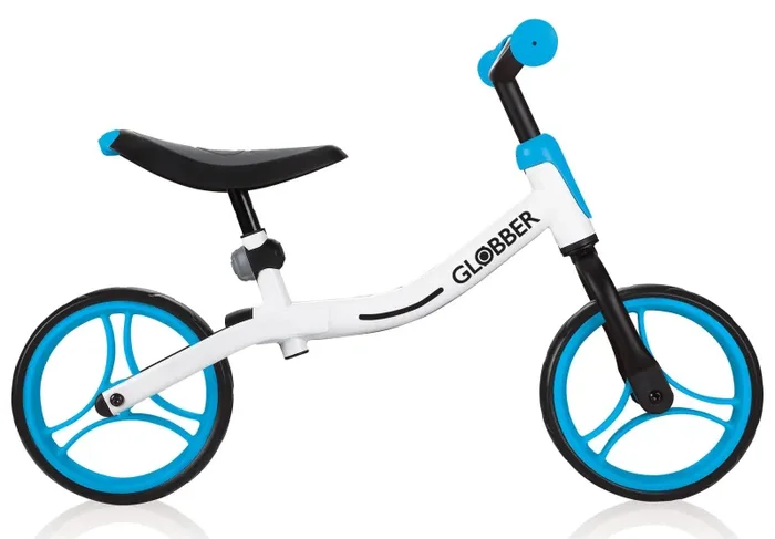 Bicicletta Pedagogica per Bambini 10″ Senza Pedali Globber Go Bike Bianco e Azzurro