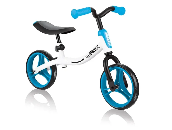 Bicicletta Pedagogica per Bambini 10″ Senza Pedali Globber Go Bike Bianco e Azzurro - immagine 3