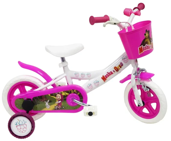 Bicicletta per Bambina 10″ 1 Freno Gomme in EVA Masha e Orso Bianca