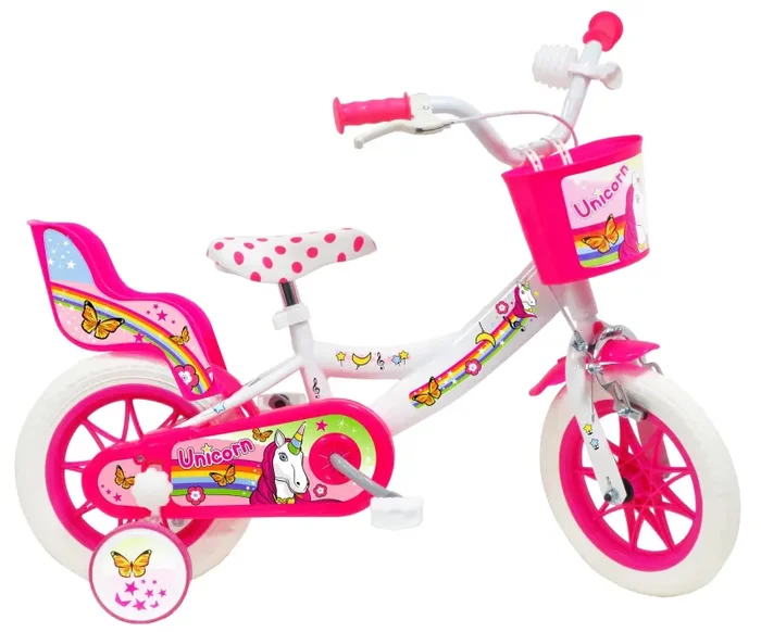 Bicicletta per Bambina 12″ 1 Freno Gomme in EVA Unicorno Bianca/Rosa