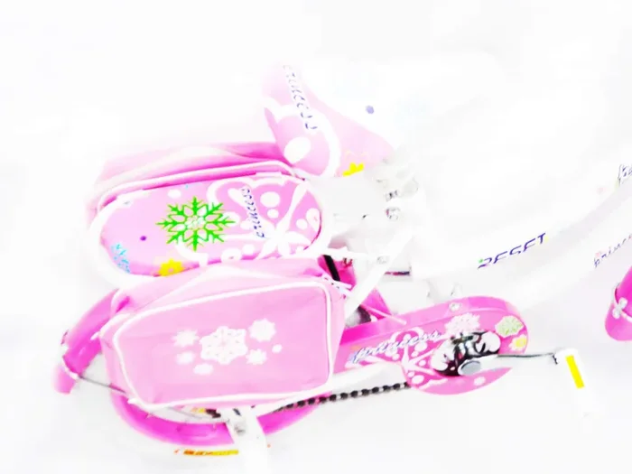 Bicicletta per Bambina 14″ 2 Freni con Cestino e Borse Laterali Bianca e Rosa - immagine 3